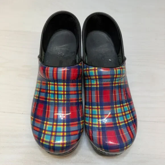 Dansko Colorful Professional Plaid Patent Classic Clogs Size 38 7.5 - 8 - Picture 8 of 12